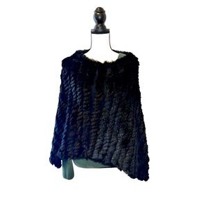 BLACK RIVET designer Rabbit fur Shaw cape womens size s M L 6 8 12 10 one size